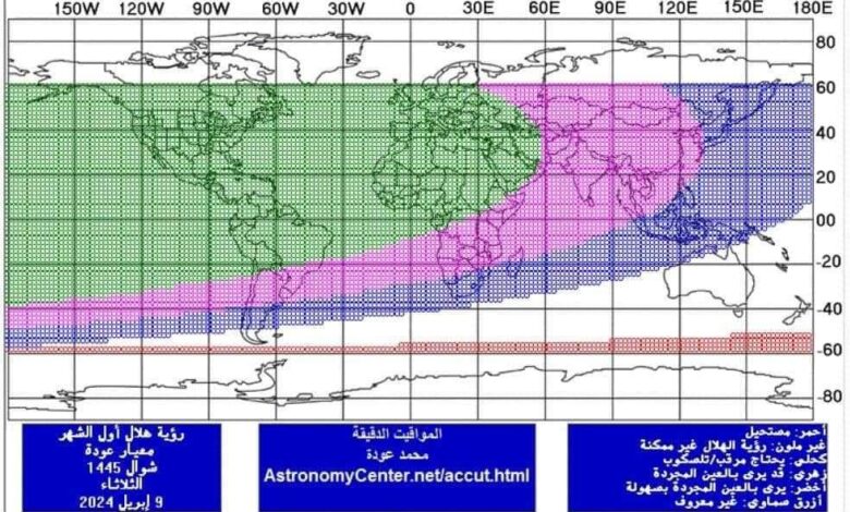 مركز الفلك الدولي يحدد يوم العيد